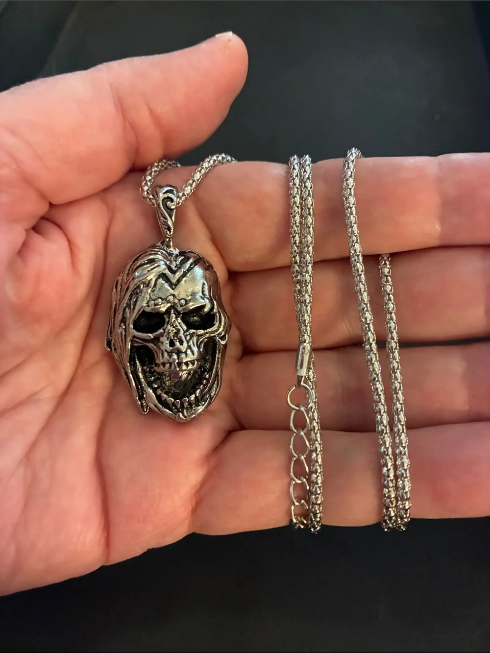 Men's Silver Skull Pendant Gothic Chain Jewelry